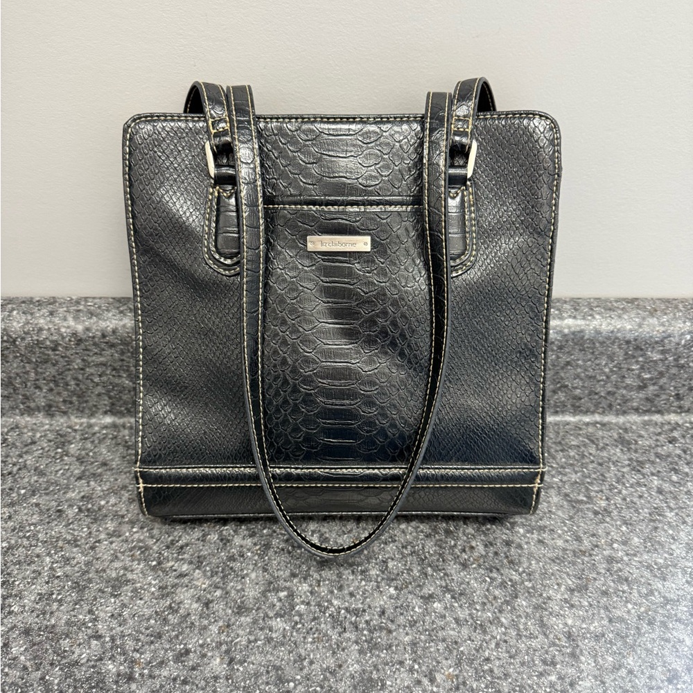 Liz Claiborne Black Organizer Multi Divided Shoulder Bag Purse